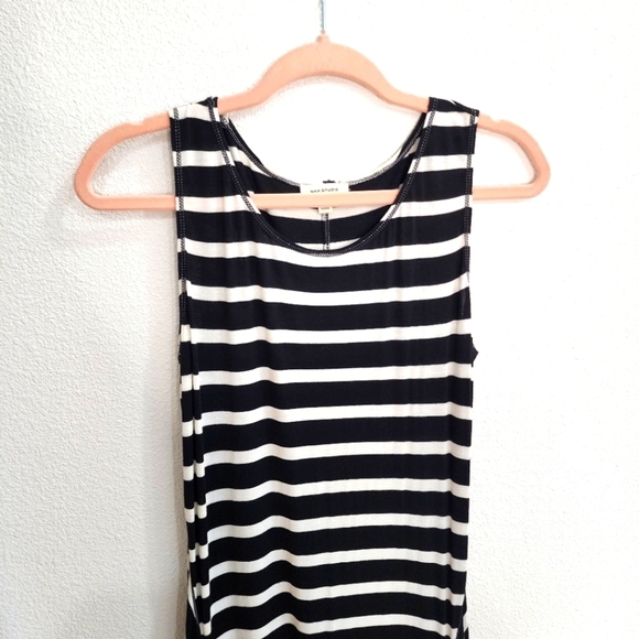 Max Studio Dress - Handkerchief Hem, Stripe, Midi, Sleeveless - Picture 3 of 5
